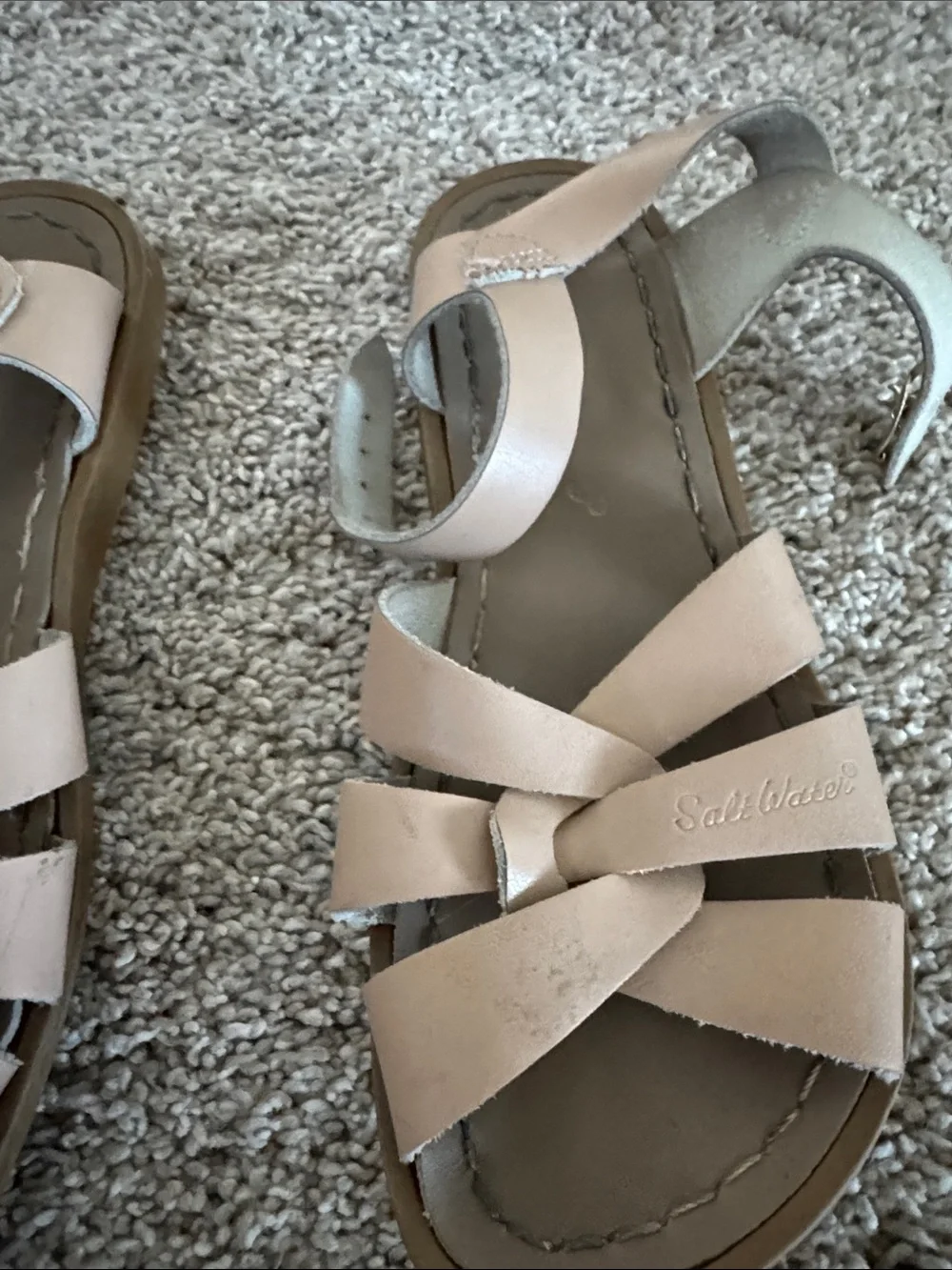Salt Water Sandals by Hoy Beige/Tan Strappy Kids Sandals